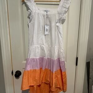 Collection B Asymmetrical White, orange and Purple Sundress